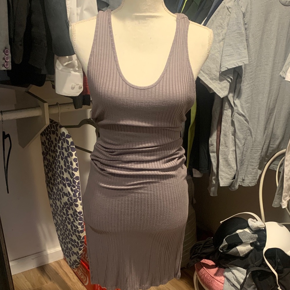 Solemio Mauve Ribbed Mini Dress